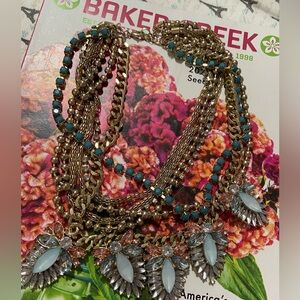 Chic Multi-Layer Necklace with Turquoise and Crystal Accents